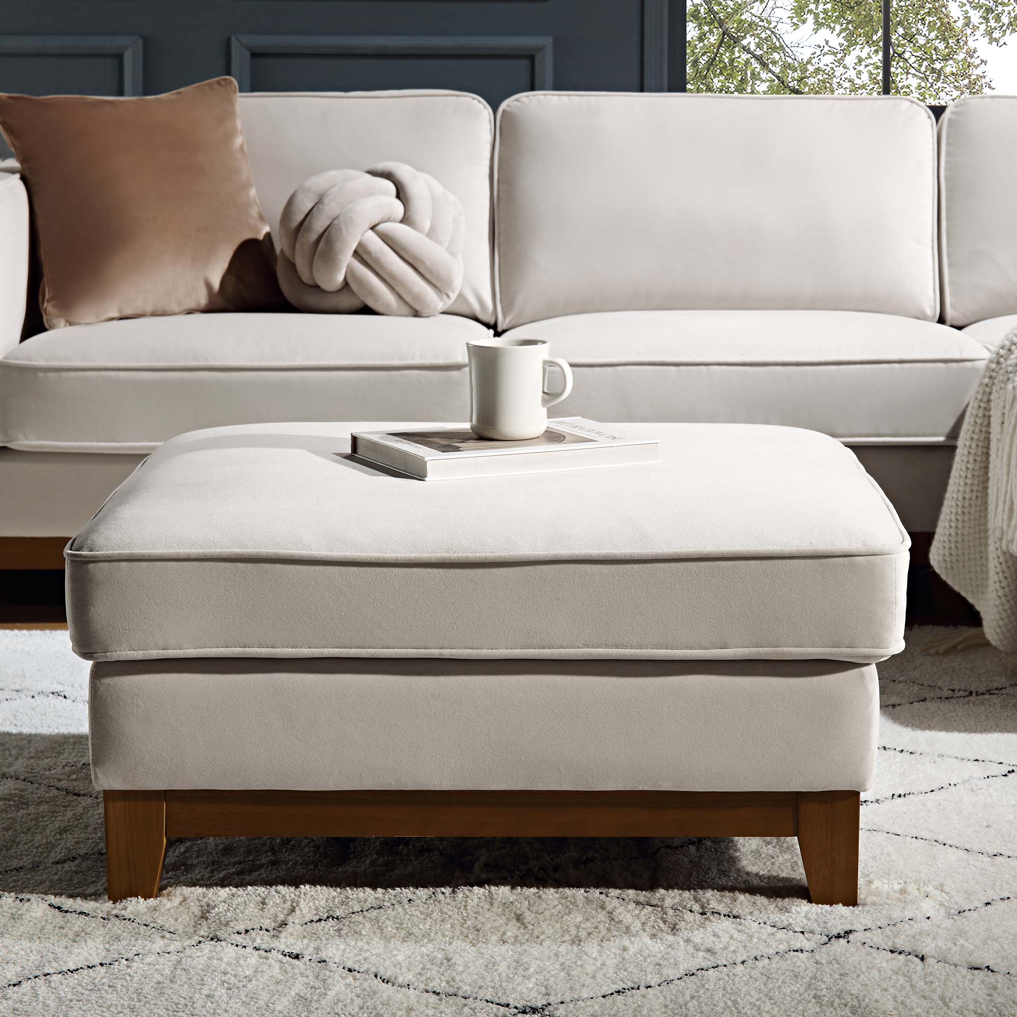 Dipley Champagne Velvet Storage Footstool | daals