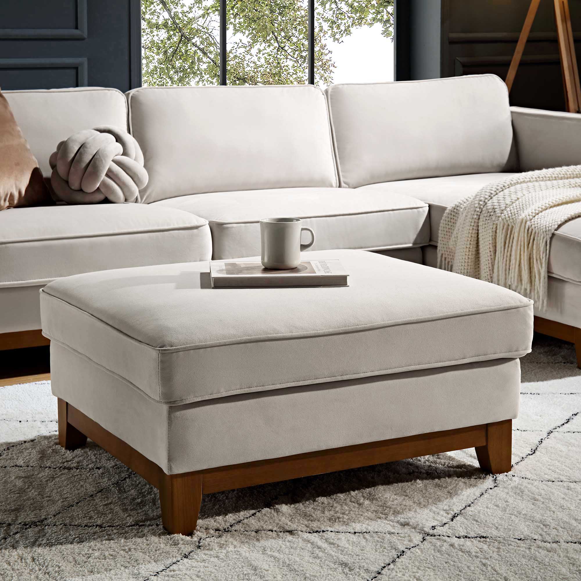 Dipley Champagne Velvet Storage Footstool | daals