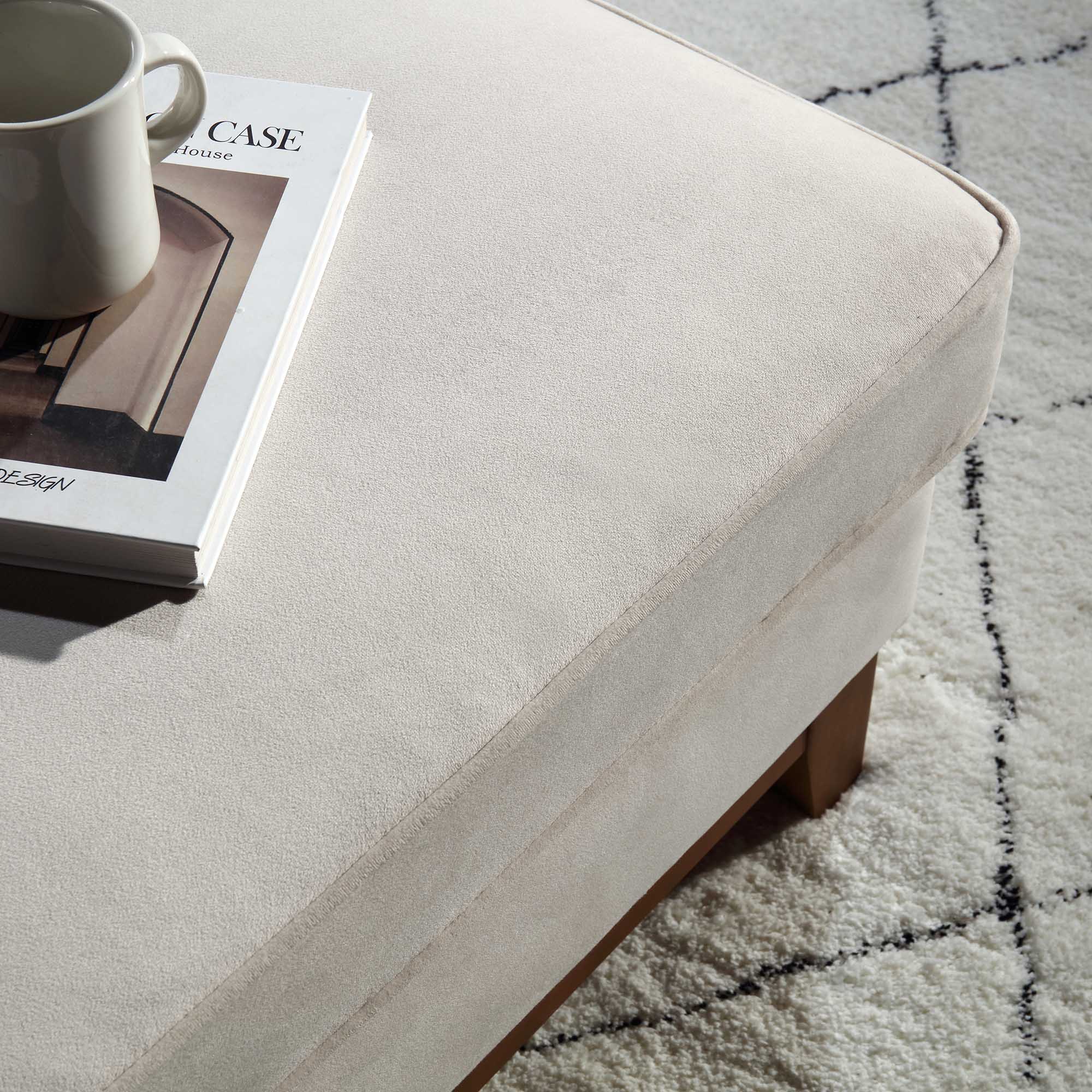 Dipley Champagne Velvet Storage Footstool | daals