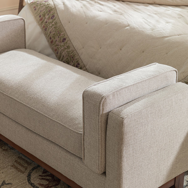Dipley Oatmeal Woven Fabric Upholstered Bench