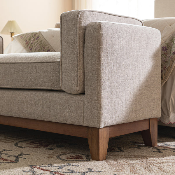 Dipley Oatmeal Woven Fabric Upholstered Bench