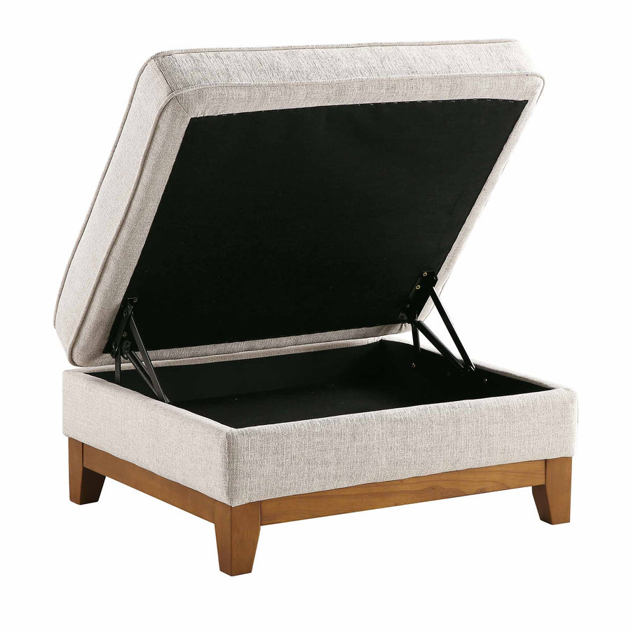 Dipley Oatmeal Fabric Storage Footstool - daals