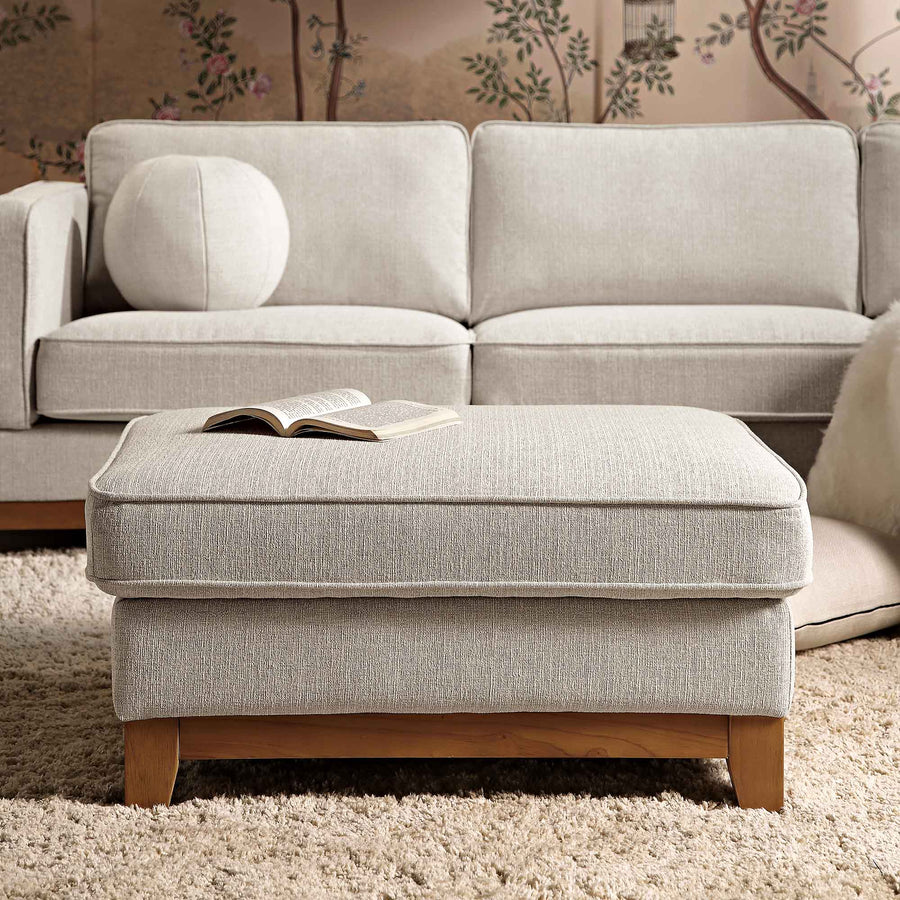 Dipley Oatmeal Fabric Storage Footstool - daals