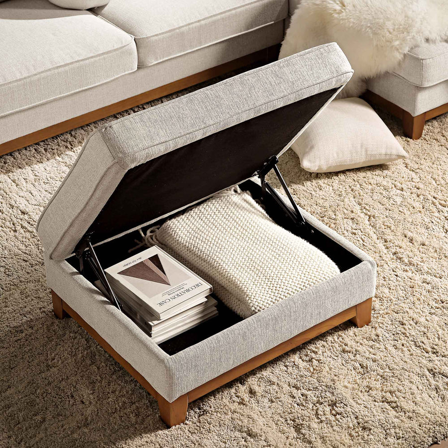 Dipley Oatmeal Fabric Storage Footstool - daals