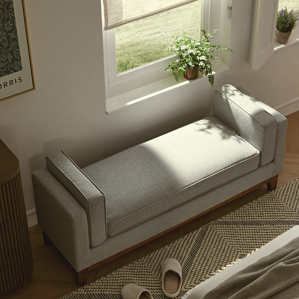 Dipley Sage Woven Fabric Upholstered Bench - daals