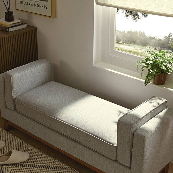 Dipley Sage Woven Fabric Upholstered Bench - daals