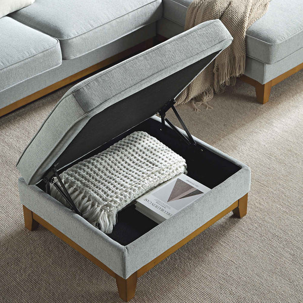 Dipley Sage Woven Fabric Storage Footstool