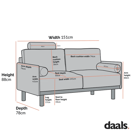 Timber Grey Marl Fabric Sofa, 2-Seater