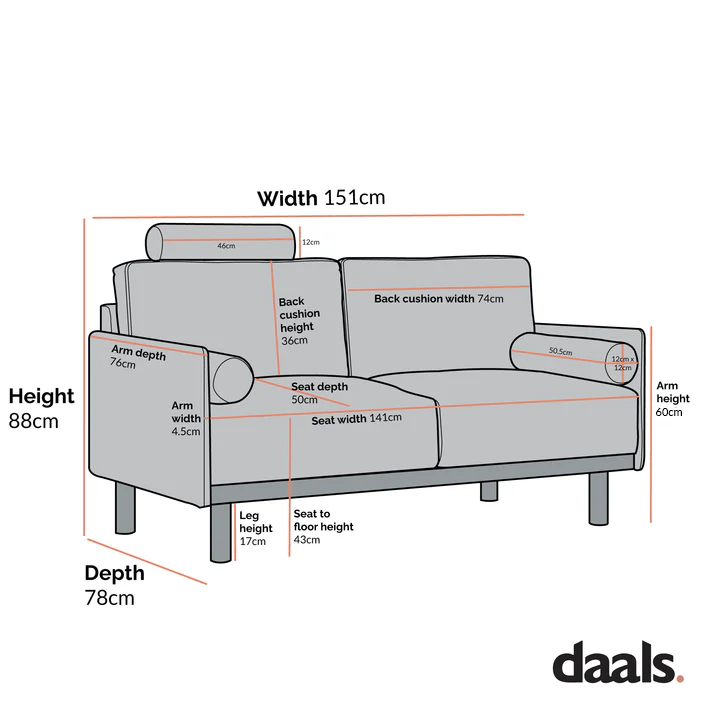 Timber Grey Marl Fabric Sofa, 2-Seater