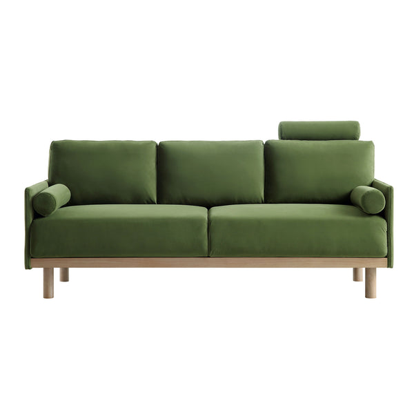 Timber Fern Green Velvet Sofa, 3-Seater