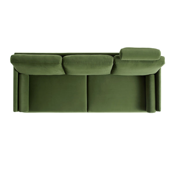Timber Fern Green Velvet Sofa, 3-Seater