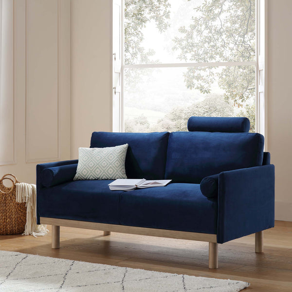 Timber Navy Blue Velvet Sofa, 2-Seater