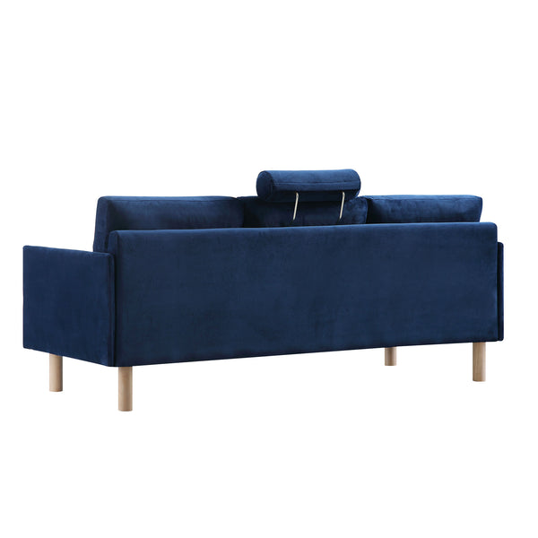 Timber Navy Blue Velvet Sofa, 3-Seater