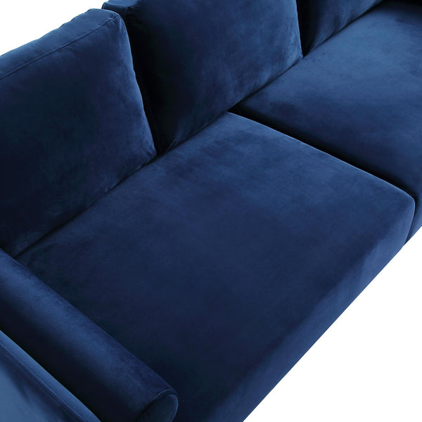 Timber Navy Blue Velvet Sofa, 3-Seater
