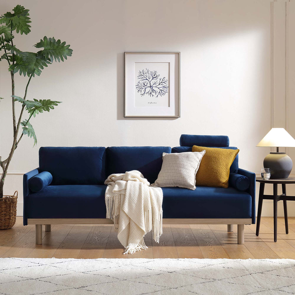 Timber Navy Blue Velvet Sofa, 3Seater daals