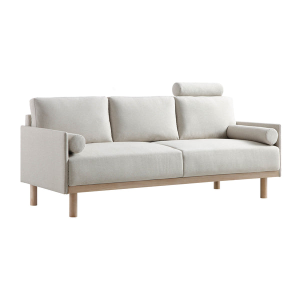 Timber Oatmeal Fabric Sofa, 3-Seater
