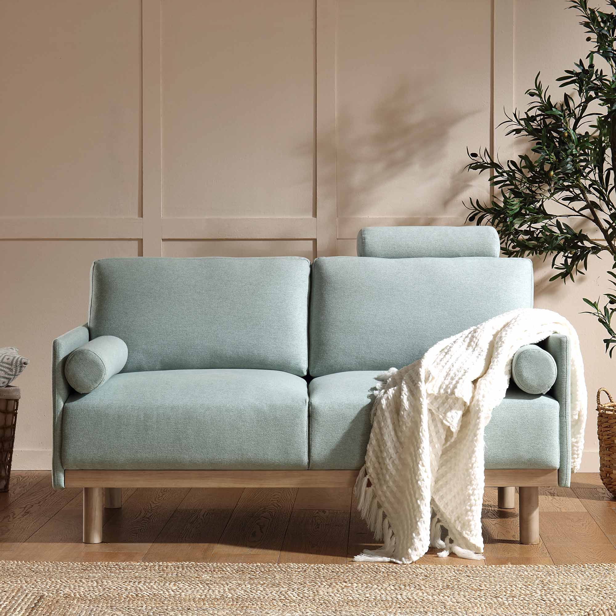 Timber Sage Green Fabric Sofa, 2-Seater