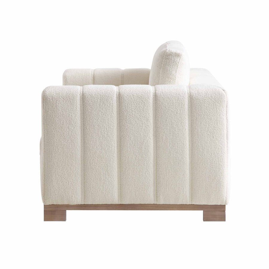 Belsize Beige Boucle Sofa with Wooden Base, 2-Seater
