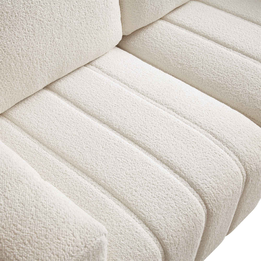 Belsize Beige Boucle Sofa with Wooden Base, 2-Seater