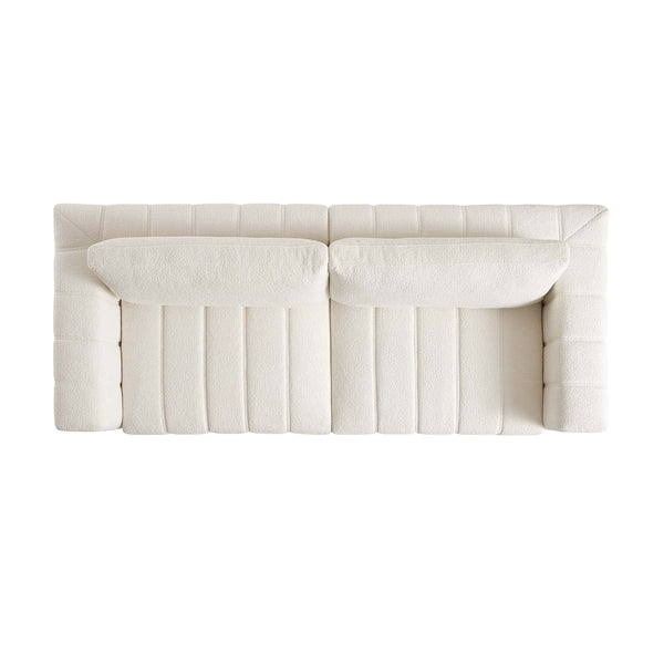 Belsize Beige Boucle Sofa with Wooden Base, 3-Seater