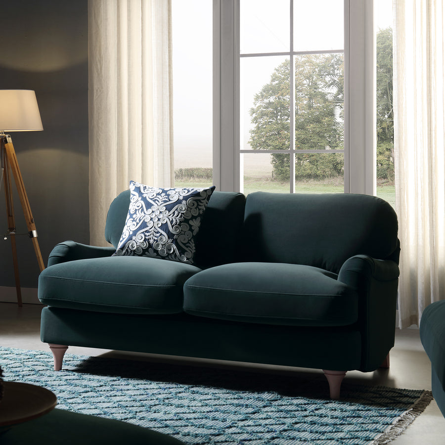 Daphnis Aegean Blue Velvet Sofa, 2 - Seater - daals