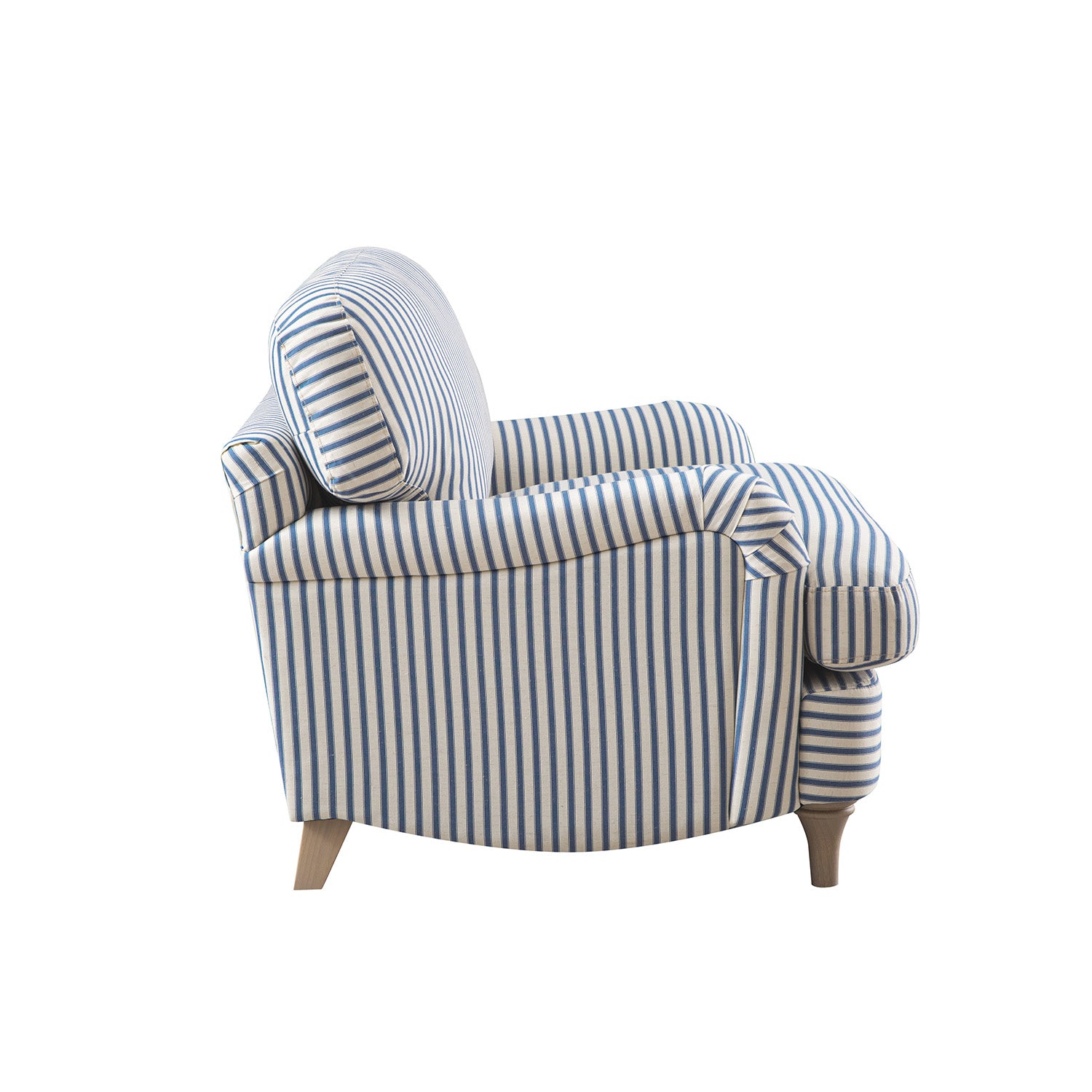Daphnis Blue Striped Linen Blend Sofa, 1-Seater