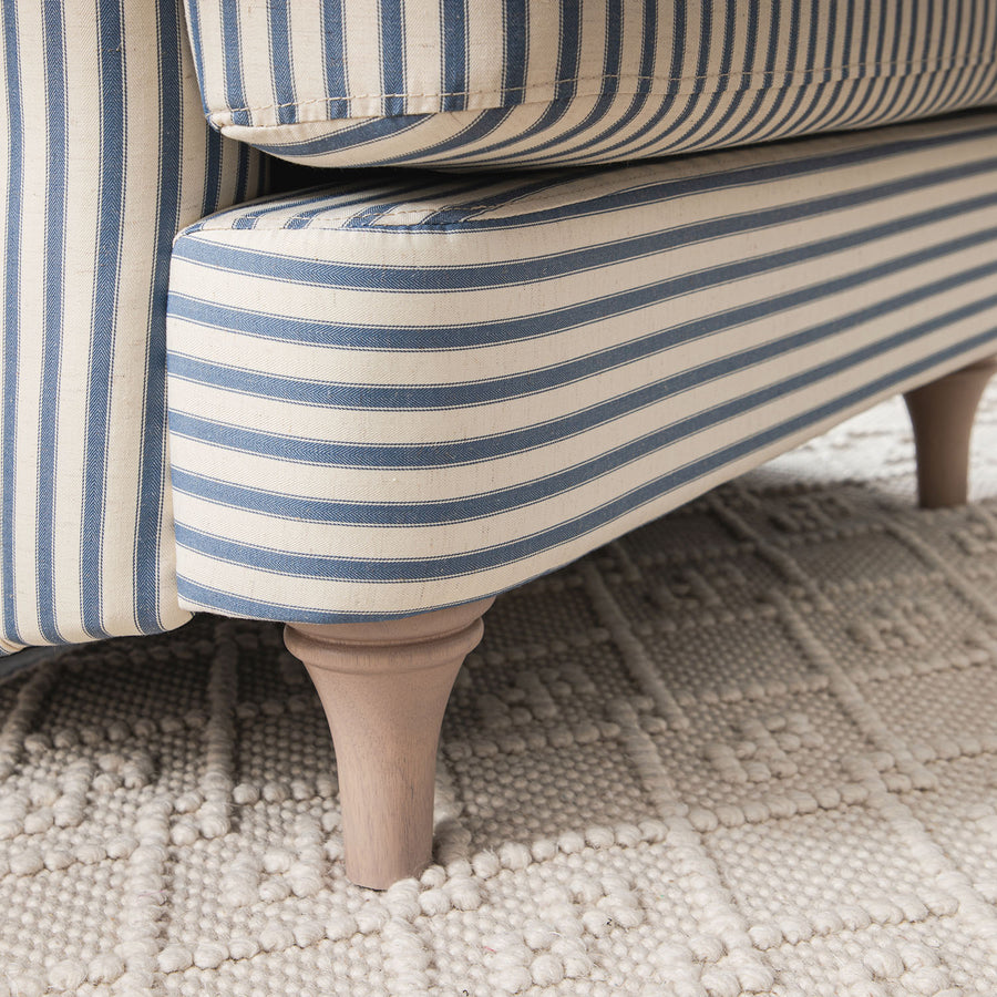 Daphnis Blue Striped Linen Blend Sofa, 1-Seater