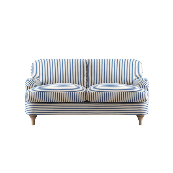 Daphnis Blue Striped Linen Blend Sofa, 2-Seater