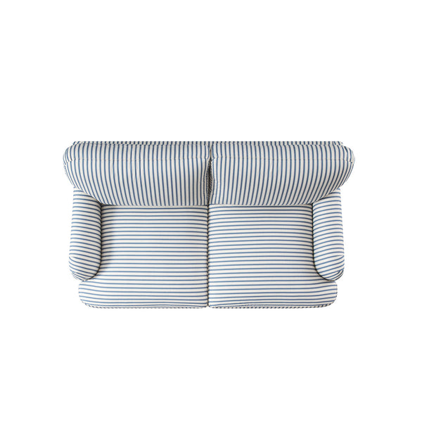 Daphnis Blue Striped Linen Blend Sofa, 2-Seater