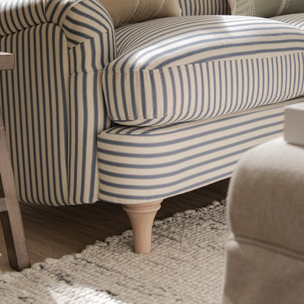 Daphnis Blue Striped Linen Blend Sofa, 2-Seater