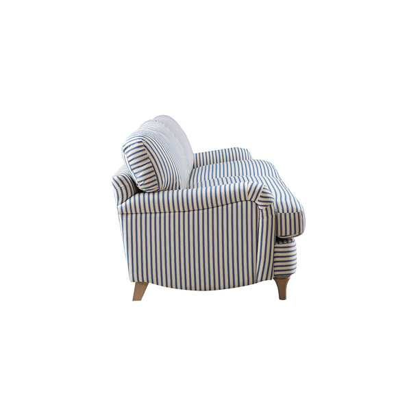 Daphnis Blue Striped Linen Blend Sofa, 3-Seater