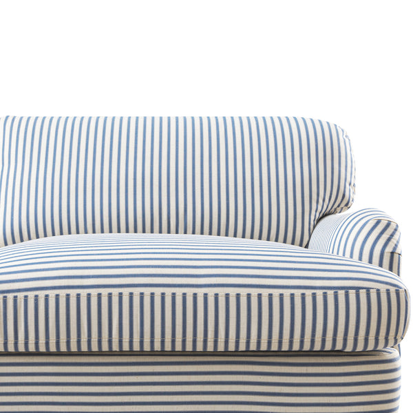 Daphnis Blue Striped Linen Blend Sofa, 3-Seater