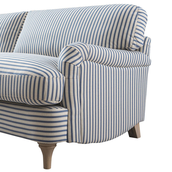 Daphnis Blue Striped Linen Blend Sofa, 3-Seater