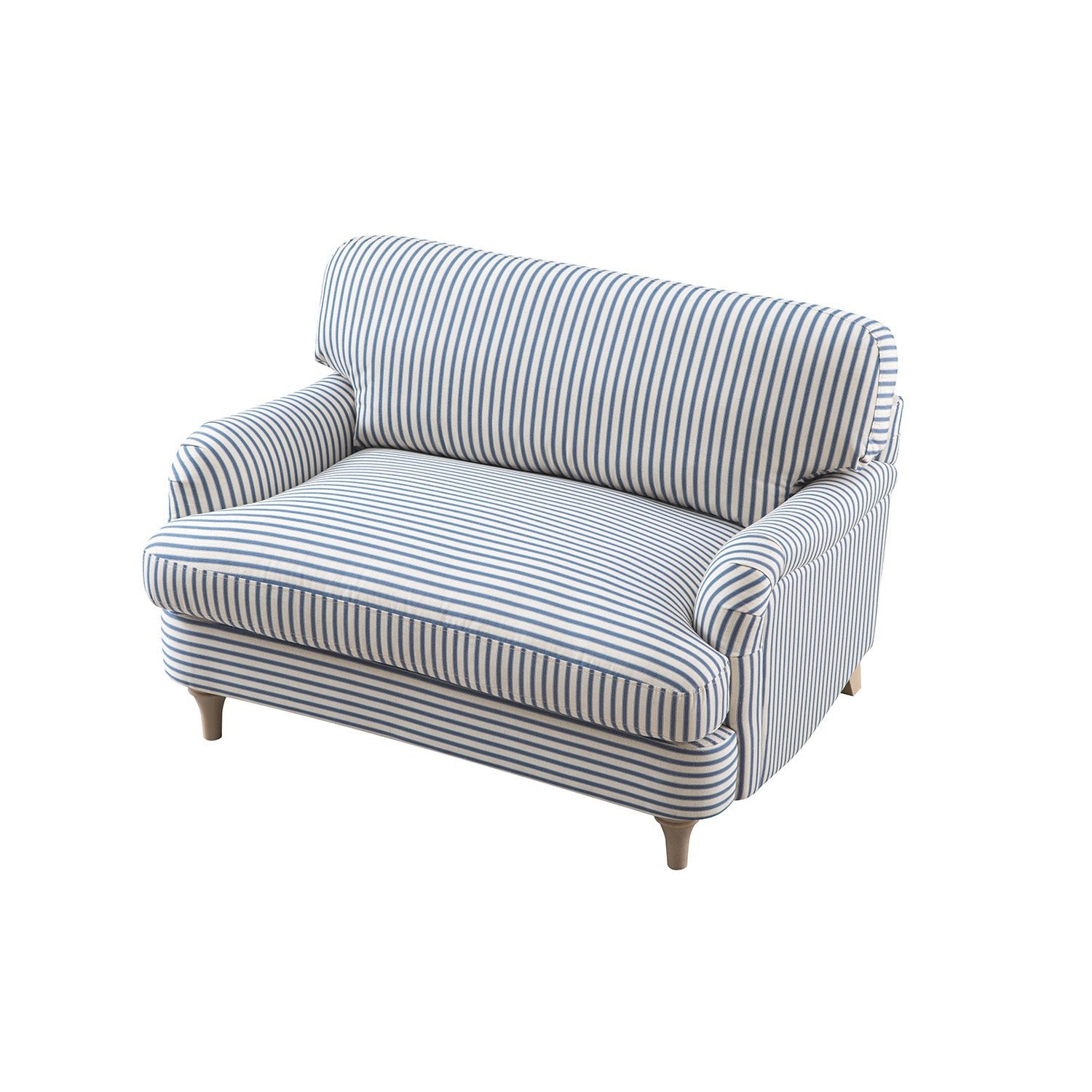 Daphnis Blue Striped Linen Blend Sofa, Loveseat