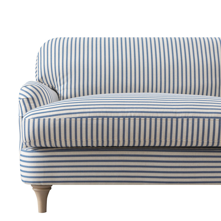 Daphnis Blue Striped Linen Blend Sofa, Loveseat