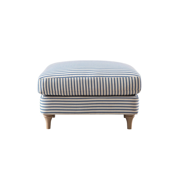 Daphnis Blue Striped Linen Blend Footstool