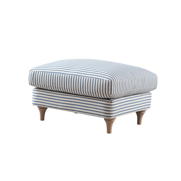 Daphnis Blue Striped Linen Blend Footstool
