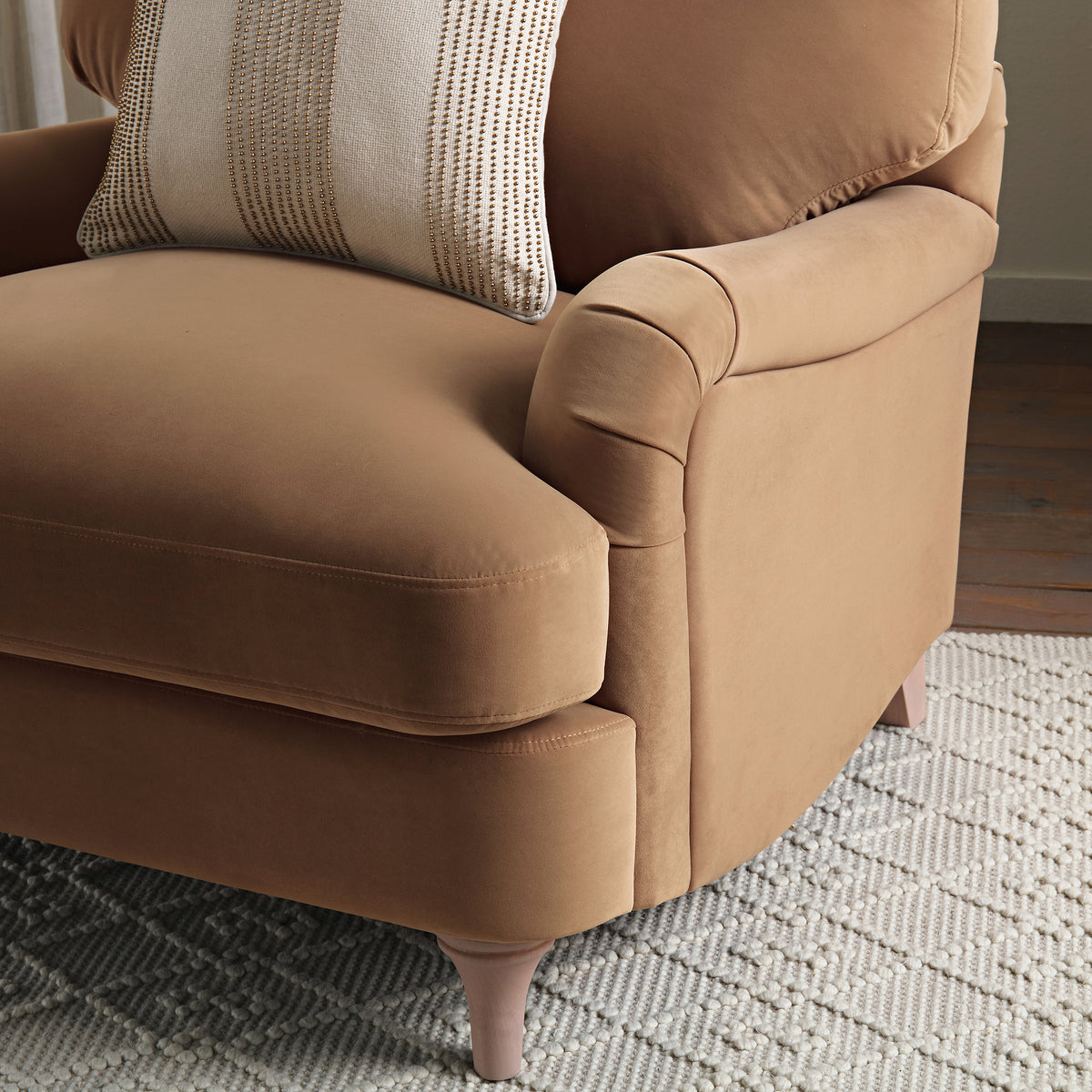 Daphnis Camel Velvet Sofa, 1-Seater | daals