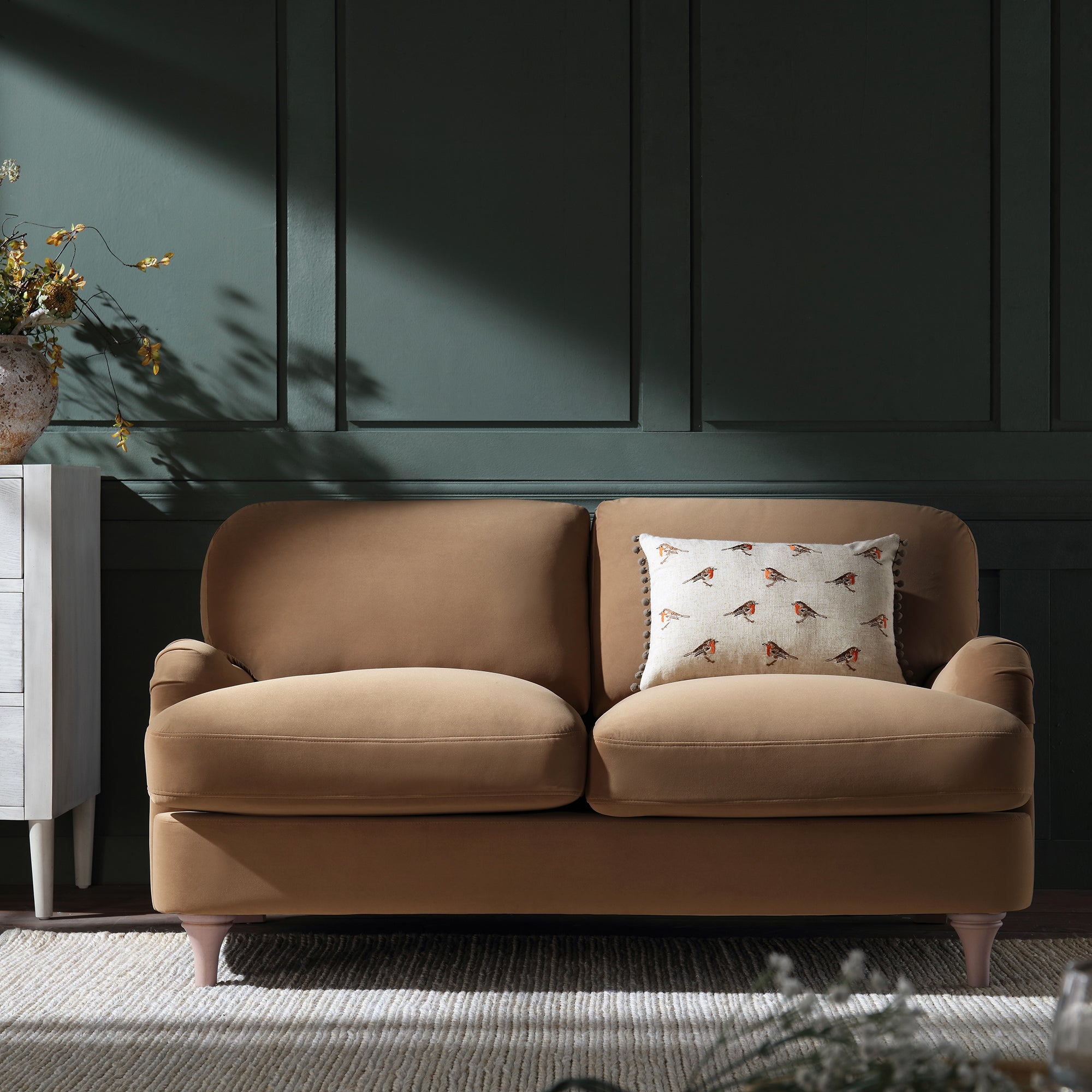 Daphnis Camel Velvet Sofa, 2-Seater | daals