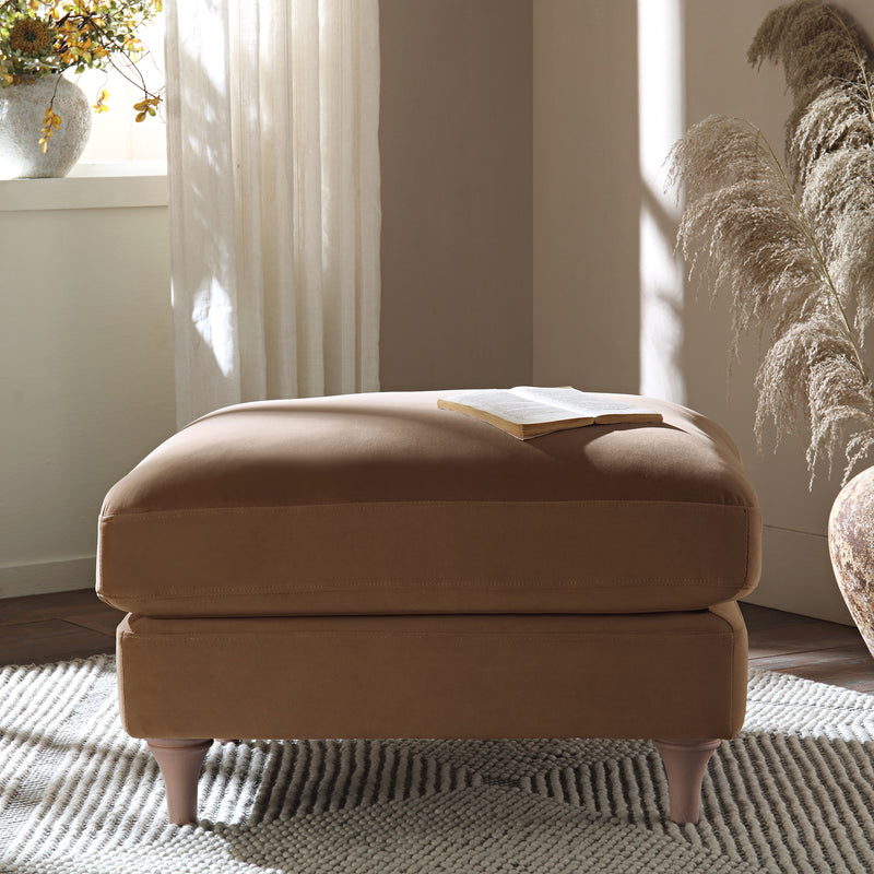 Daphnis Camel Velvet Sofa, Footstool - daals