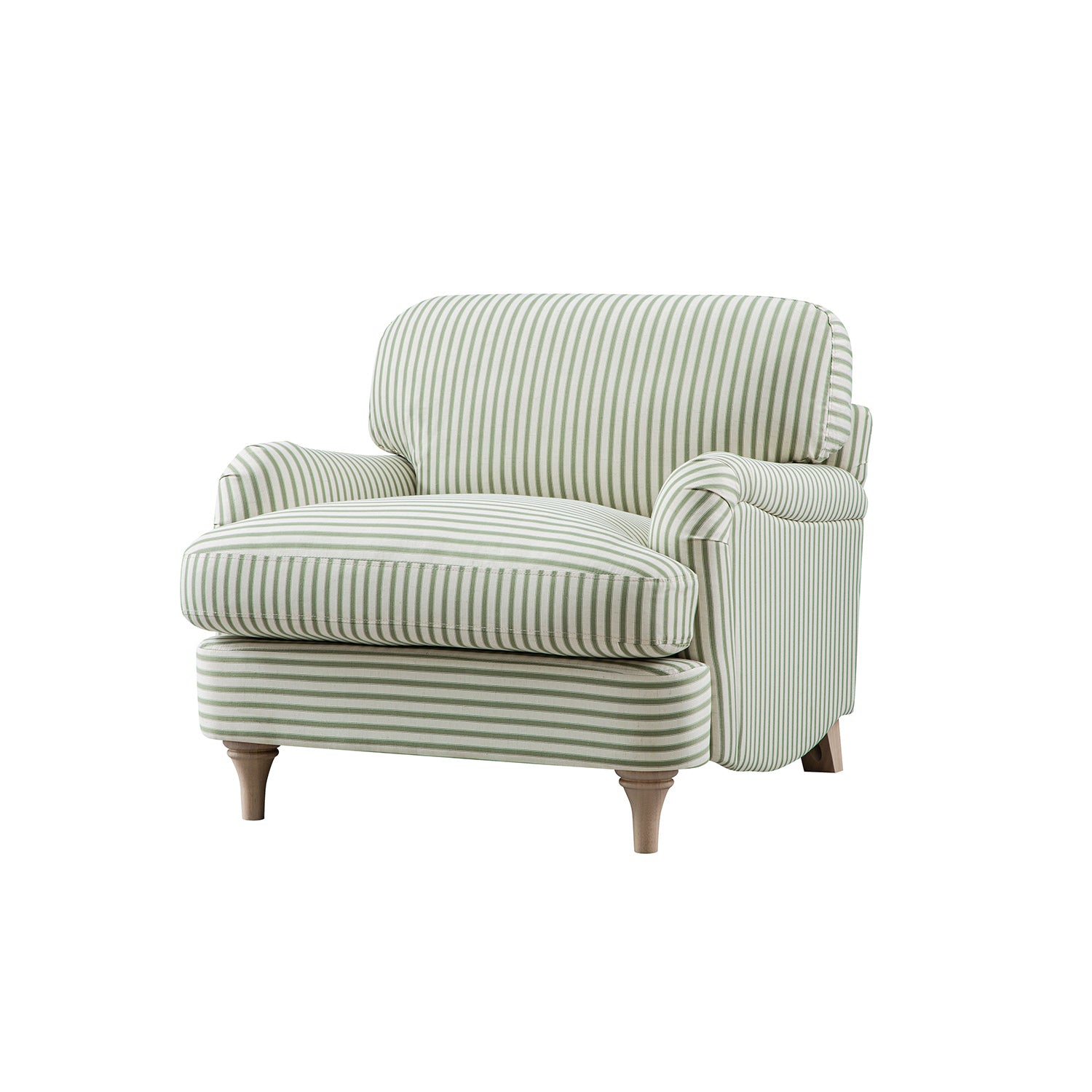 Daphnis Green Striped Linen Blend Sofa, 1-Seater