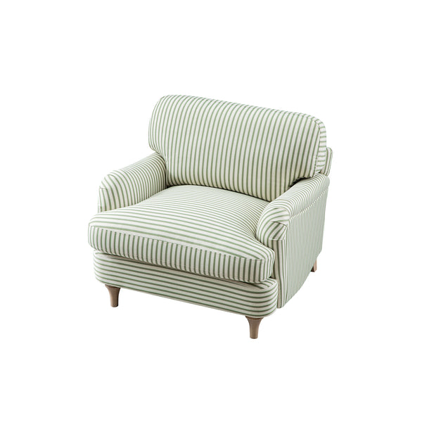 Daphnis Green Striped Linen Blend Sofa, 1-Seater
