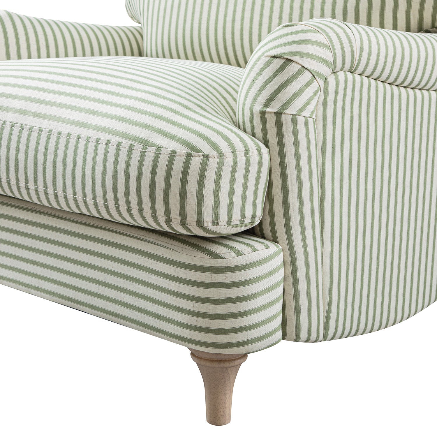 Daphnis Green Striped Linen Blend Sofa, 1-Seater