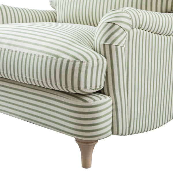Daphnis Green Striped Linen Blend Sofa, 1-Seater