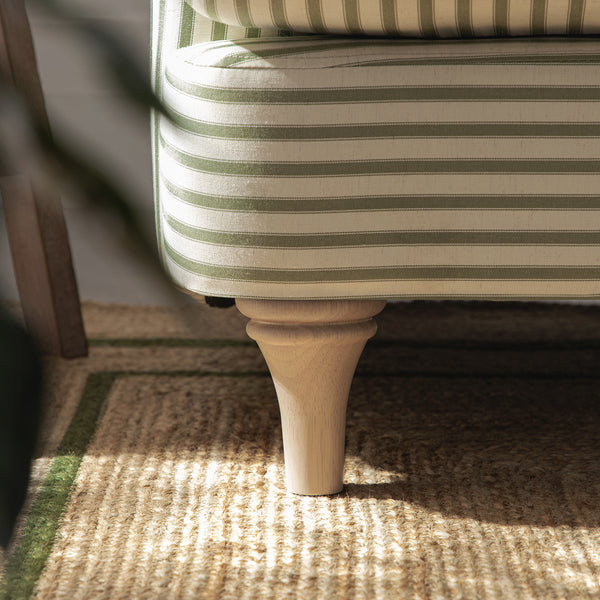 Daphnis Green Striped Linen Blend Sofa, 1-Seater