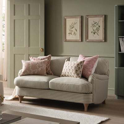 Daphnis Green Striped Linen Blend Sofa, 2-Seater