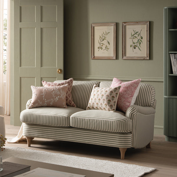 Daphnis Green Striped Linen Blend Sofa, 2-Seater