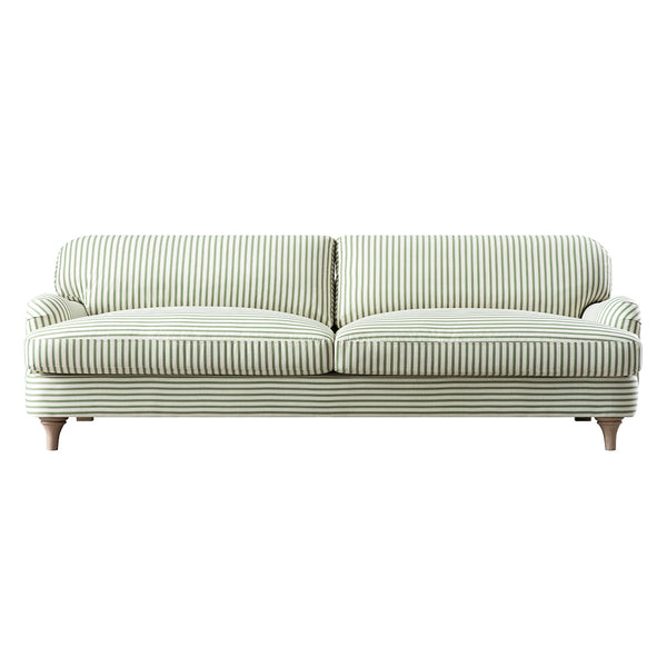 Daphnis Green Striped Linen Blend Sofa, 3-Seater