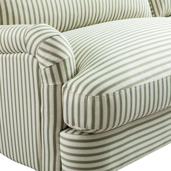 Daphnis Green Striped Linen Blend Sofa, 3-Seater