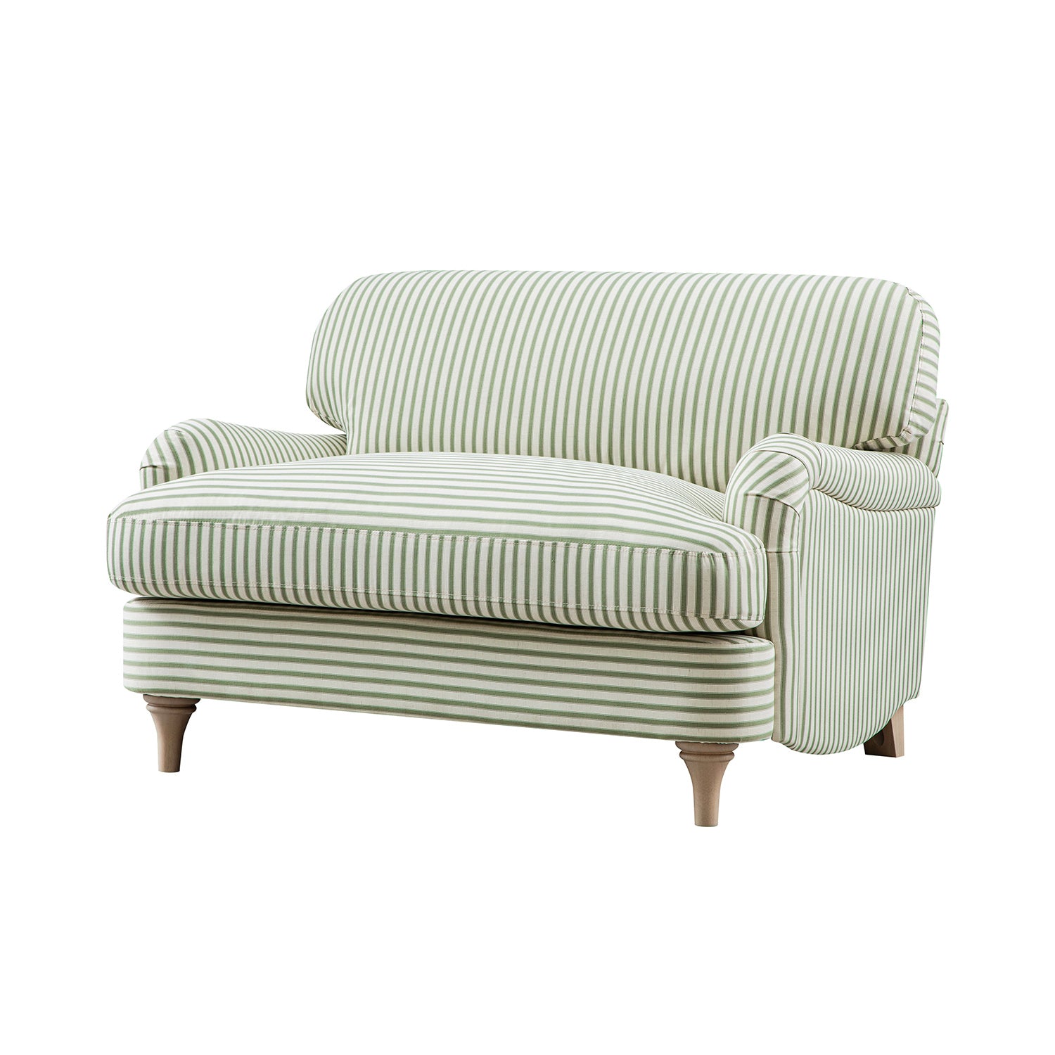 Daphnis Green Striped Linen Blend Sofa, Loveseat